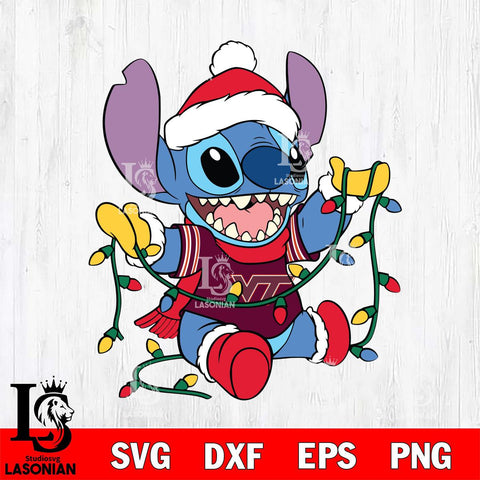 Virginia Tech Hokies Stitch Christmas Lights Svg Eps Dxf Png File, Digital Download, Instant Download