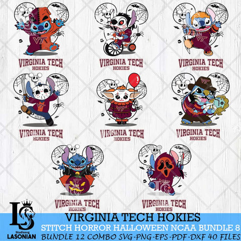 Virginia Tech Hokies Stitch Horror Halloween Bundle NCAA Svg Eps Dxf Png File, Digital Download, Instant Download
