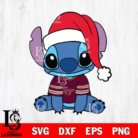 Virginia Tech Hokies Stitch Merry Christmas Svg Eps Dxf Png File, Digital Download, Instant Download