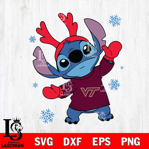 Virginia Tech Hokies Stitch Santa Christmas Svg Eps Dxf Png File, Digital Download, Instant Download