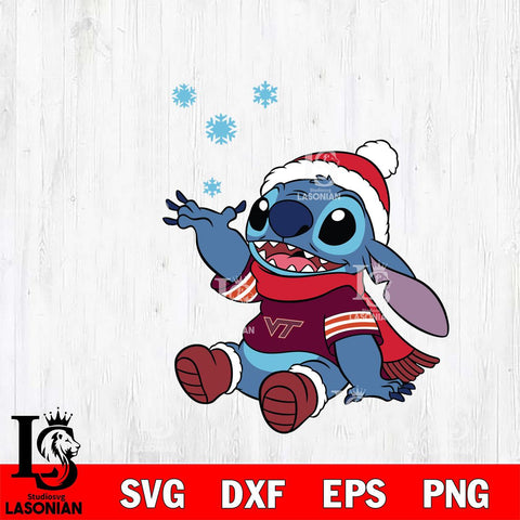Virginia Tech Hokies Stitch Wearing Winter Scarf Svg Eps Dxf Png File, Digital Download, Instant Download