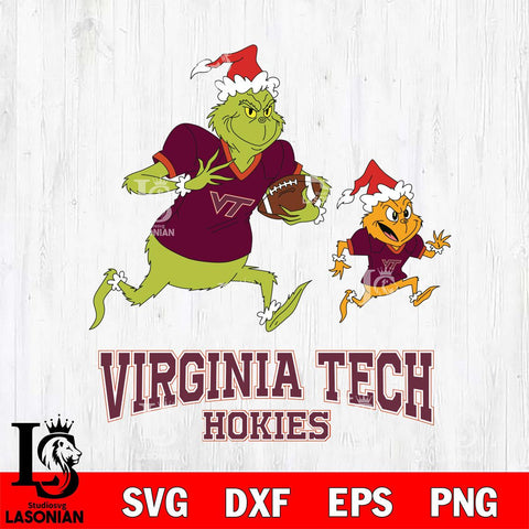 Virginia Tech Hokies The Grinch & Max Football Cricut,Christmas SVG DXF EPS PNG FILE, NCAA Digital Download,Instant Download, Silhouette