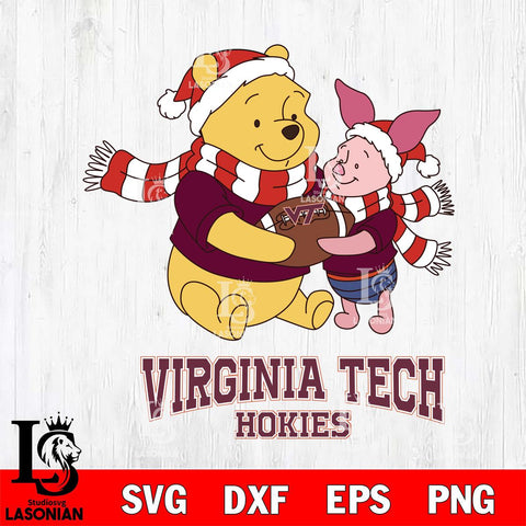 Virginia Tech Hokies Winnie the Pooh & Piglet Football Cricut,Christmas SVG DXF EPS PNG FILE, NCAA Digital Download,Instant Download, Silhouette