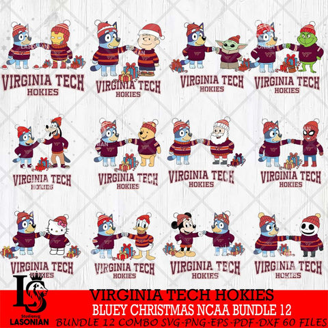 Virginia Tech Hokies  Bluey friends christmas NCAA Bundle File Cut,Bundle NCAA SVG DXF EPS PNG FILE, Digital Download,Instant Download, Silhouette