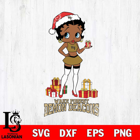 Wake Forest Demon Deacons Betty Boop Christmas Gift File Cut, NCAA SVG DXF EPS PNG PDF File, Digital Download , Criucut , Silhouette
