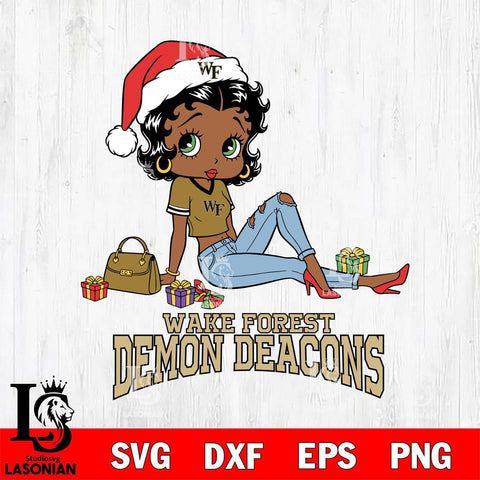 Wake Forest Demon Deacons Betty Boop Christmas Packing File Cut, NCAA SVG DXF EPS PNG PDF File, Digital Download , Criucut , Silhouette