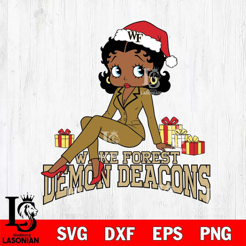 Wake Forest Demon Deacons Betty Boop Christmas fan File Cut, NCAA SVG DXF EPS PNG PDF File, Digital Download , Criucut , Silhouette