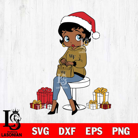 Wake Forest Demon Deacons Betty Boop Sit Christmas File Cut, NCAA SVG DXF EPS PNG PDF File, Digital Download , Criucut , Silhouette