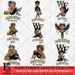 Wake Forest Demon Deacons Black Fan Girl Betty Boop Bundle 9, Svg Eps Dxf Png File, Digital Download