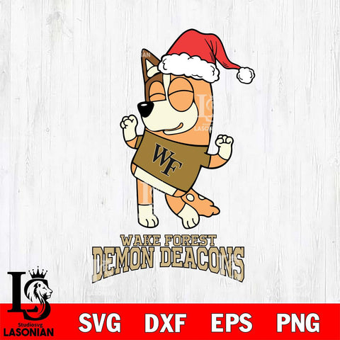 Wake Forest Demon Deacons Bluey Chilli Happy Christmas Svg Eps Dxf Png File, Digital Download