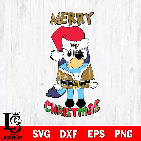 Wake Forest Demon Deacons Bluey Merry Christmas Bluey Santa Claus Svg Eps Dxf Png File, Digital Download