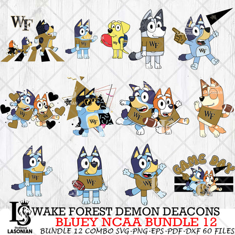 Wake Forest Demon Deacons Bluey NCAA Bundle 12 Svg Eps Dxf Png File, Digital Download, Instant Download