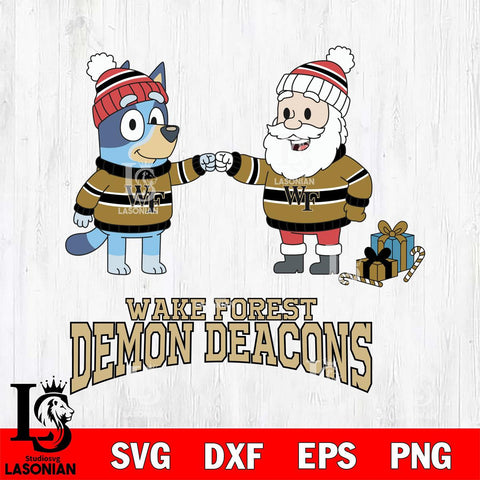 Wake Forest Demon Deacons Bluey With Satan Christmas File Cut, NCAA SVG DXF EPS PNG FILE, Digital Download,Instant Download, Silhouette