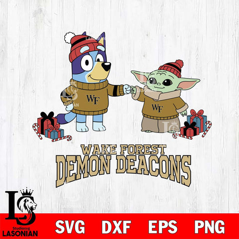 Wake Forest Demon Deacons Bluey With Yoda Christmas File Cut, NCAA SVG DXF EPS PNG FILE, Digital Download,Instant Download, Silhouette