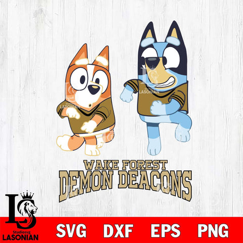 Wake Forest Demon Deacons Bluey with Chilli Dance Svg Eps Dxf Png File, Digital Download, Instant Download