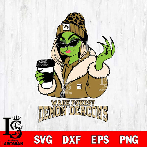 Wake Forest Demon Deacons Boujee Grinch Girls Christmas Cut Files Cricut, Svg Dxf Eps Png file, Digital download , Silhouette