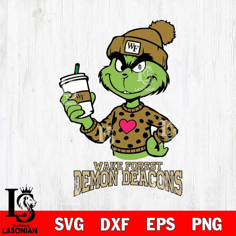 Wake Forest Demon Deacons Boujee Grinch Heart Christmas Cut Files Cricut, Svg Dxf Eps Png file, Digital download , Silhouette