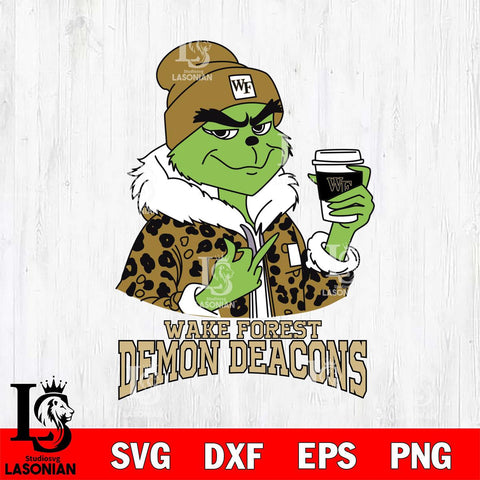 Wake Forest Demon Deacons Boujee Grinch Leopard Christmas Cut Files Cricut, Svg Dxf Eps Png file, Digital download , Silhouette
