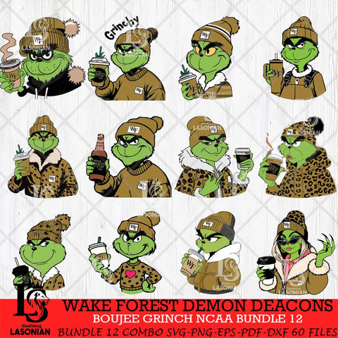 Wake Forest Demon Deacons Boujee Grinch NCAA Bundle 12 SVG Eps Dxf Png File, Digital Download, Instant Download