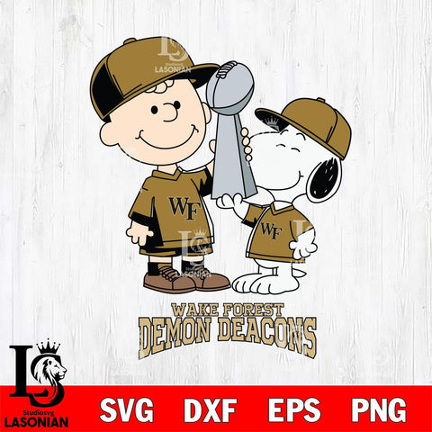 Wake Forest Demon Deacons Charlie Brown and Snoopy Champions Svg Eps Dxf Png File, NCAA svg , Digital Download , Instant Download, Cricut File