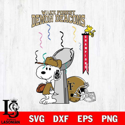 Wake Forest Demon Deacons Charlie Brown and Snoopy Super Bowl Svg Eps Dxf Png File, NCAA svg , Digital Download , Instant Download, Cricut File