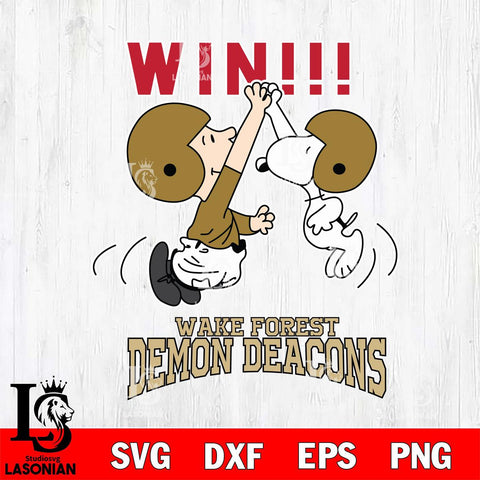 Wake Forest Demon Deacons Charlie Brown and Snoopy Win Svg Eps Dxf Png File, NCAA svg , Digital Download , Instant Download, Cricut File