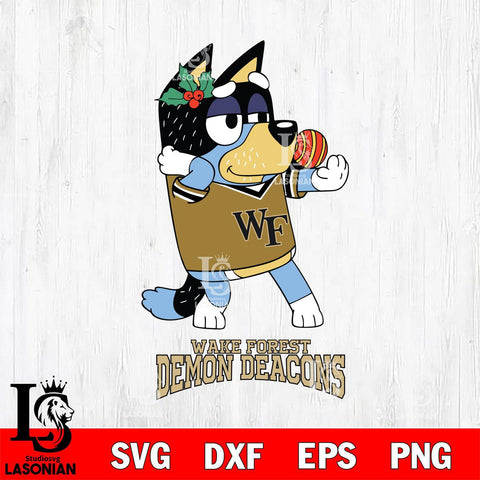 Wake Forest Demon Deacons Christmas Bluey Bandit Heeler Cut Files,Bluey Cricut,Christmas Svg , Bluey svg , Digital Download, dxf eps png pdf file