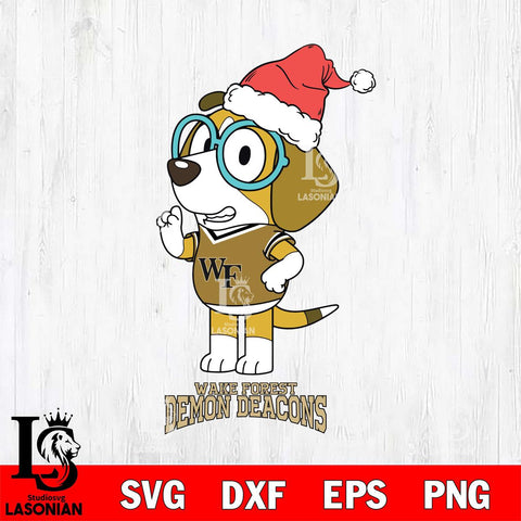 Wake Forest Demon Deacons Christmas Bluey Honey Sport Cut Files,Bluey Cricut,Christmas Svg , Bluey svg , Digital Download, dxf eps png pdf file
