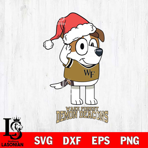Wake Forest Demon Deacons Christmas Bluey Jack Sport Cut Files,Bluey Cricut,Christmas Svg , Bluey svg , Digital Download, dxf eps png pdf file