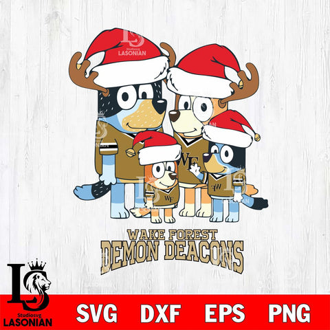Wake Forest Demon Deacons Christmas Bluey Santa Family Cut Files,Bluey Cricut,Christmas Svg , Bluey svg , Digital Download, dxf eps png pdf file