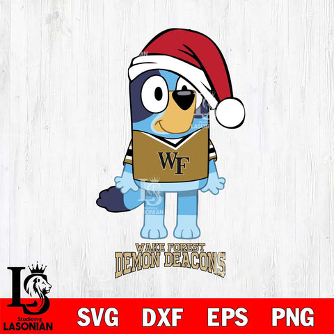Wake Forest Demon Deacons Christmas Bluey Sport Cut Files,Bluey Cricut,Christmas Svg , Bluey svg , Digital Download, dxf eps png pdf file