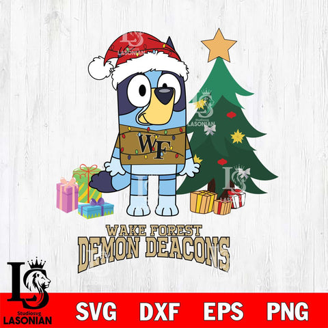 Wake Forest Demon Deacons Christmas Bluey Tree Sport Cut Files,Bluey Cricut,Christmas Svg , Bluey svg , Digital Download, dxf eps png pdf file