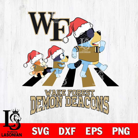 Wake Forest Demon Deacons Christmas Family Bluey Walking Cut Files,Bluey Cricut,Christmas Svg , Bluey svg , Digital Download, dxf eps png pdf file