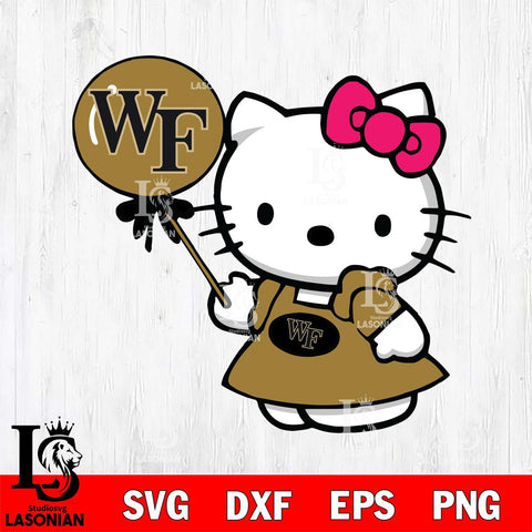 Wake Forest Demon Deacons Cute Hello Kitty 2 Svg Eps Dxf Png File, Digital Download, Instant Download