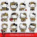 Wake Forest Demon Deacons Cute Hello Kitty Bundle 12 SVG Eps Dxf Png File, NCAA Bundle svg, Digital Download, Instant Download