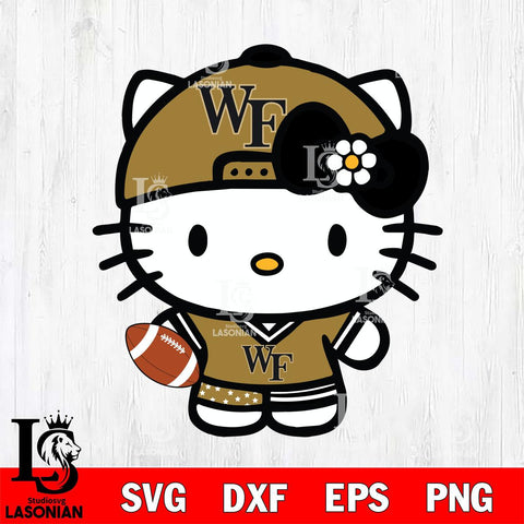 Wake Forest Demon Deacons Cute Hello Kitty Football 10 Svg Eps Dxf Png File, NCAA svg, Digital Download, Instant Download