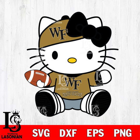 Wake Forest Demon Deacons Cute Hello Kitty Football 11 Svg Eps Dxf Png File, NCAA svg, Digital Download, Instant Download