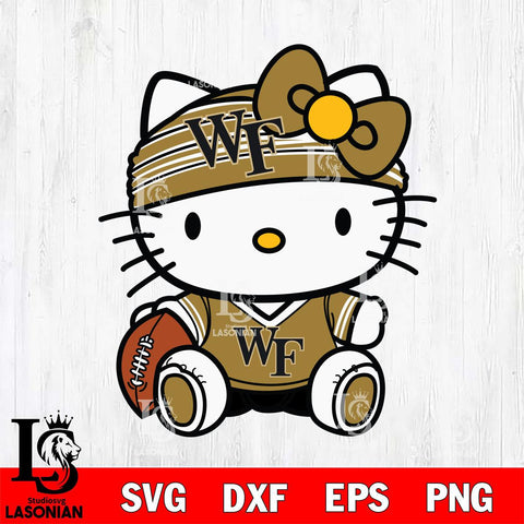 Wake Forest Demon Deacons Cute Hello Kitty Football 12 Svg Eps Dxf Png File, NCAA svg, Digital Download, Instant Download