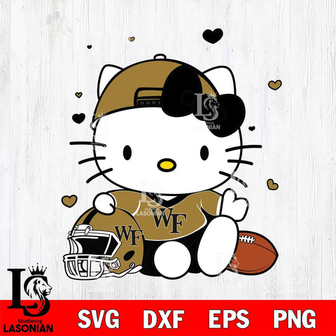Wake Forest Demon Deacons Cute Hello Kitty Football Svg Eps Dxf Png File, NCAA svg, Digital Download, Instant Download