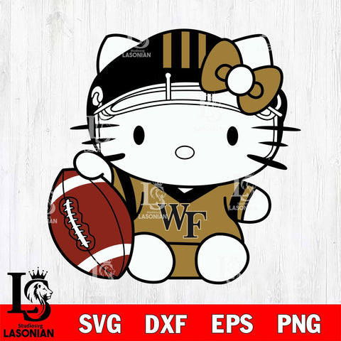 Wake Forest Demon Deacons Cute Hello Kitty Football 5 Svg Eps Dxf Png File, NCAA svg, Digital Download, Instant Download