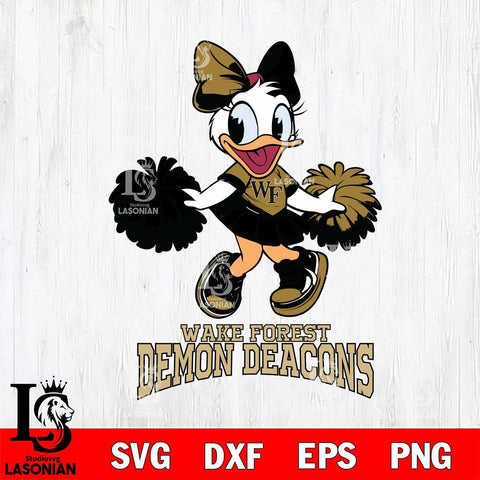 Wake Forest Demon Deacons Daisy Duck Cheerleader Disney, Svg Eps Dxf Png File, Digital Download