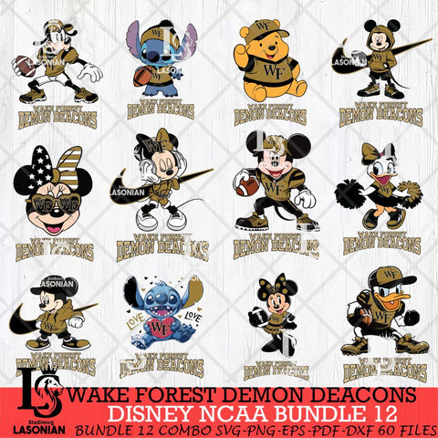Wake Forest Demon Deacons Disney NCAA Bundle Svg PNG 12 Svg Eps Dxf Png File, Digital Download