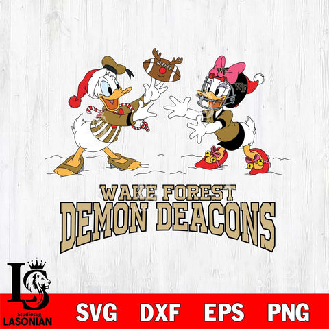 Wake Forest Demon Deacons Donald Duck & Daisy Duck Football Cricut,Christmas SVG DXF EPS PNG FILE, NCAA Digital Download,Instant Download, Silhouette