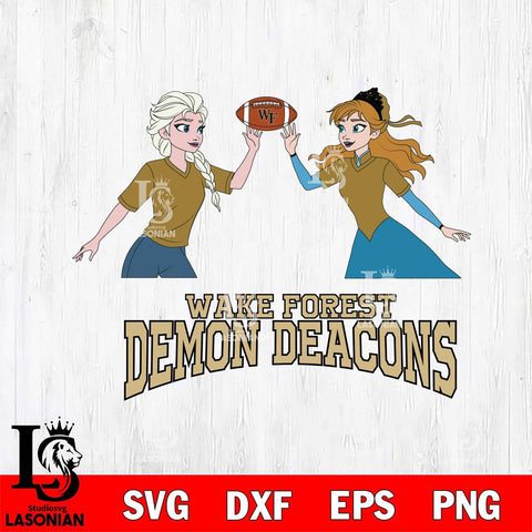 Wake Forest Demon Deacons Elsa & Anna Football Cricut,Christmas SVG DXF EPS PNG FILE, NCAA Digital Download,Instant Download, Silhouette