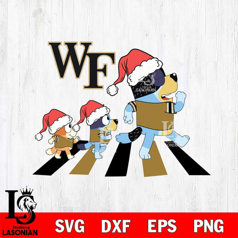 Wake Forest Demon Deacons Family Bluey Walking Christmas Svg Eps Dxf Png File, Digital Download, Instant Download