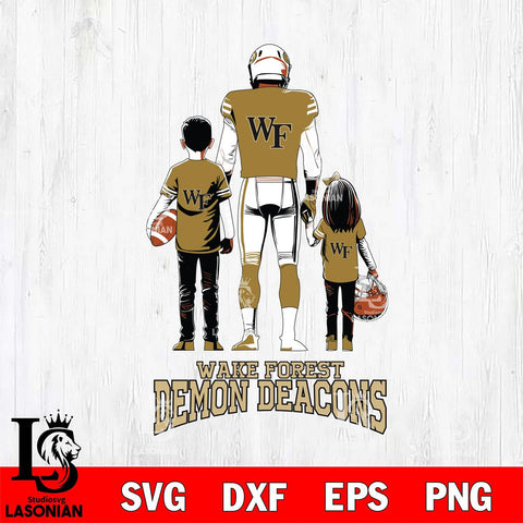 Wake Forest Demon Deacons Father And Child Football SVG DXF EPS PNG FILE,NCAA SVG, Father day Digital Download,Instant Download, Silhouette