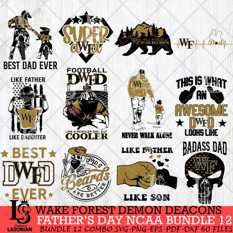 Wake Forest Demon Deacons Fathers Day NCAA Bundle 12 Svg Eps Dxf Png File, Digital Download, Instant Download