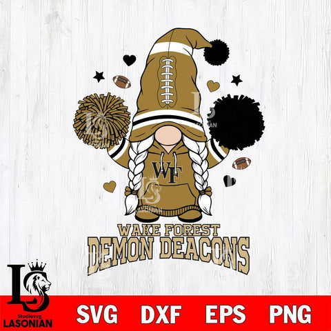 Wake Forest Demon Deacons Gnome cheerleader File Cut, NCAA SVG, Digital Download , Criucut , Silhouette