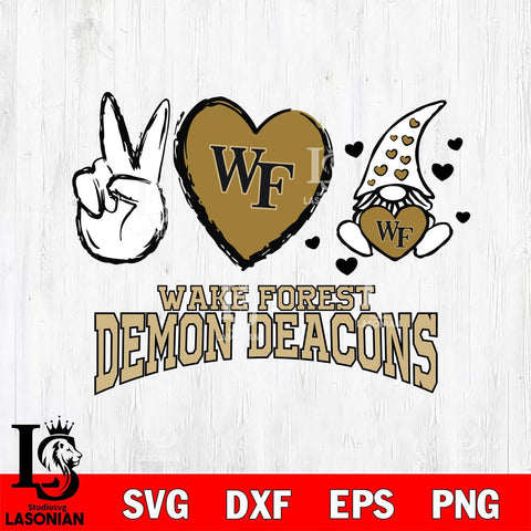 Wake Forest Demon Deacons Gnomes Peace & Love Svg Eps Dxf Png File, Digital Download, Instant Download