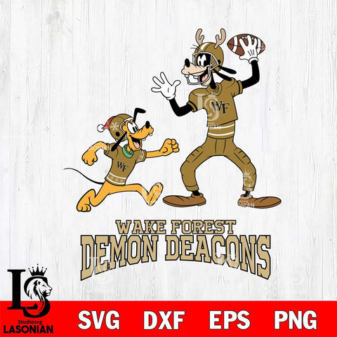 Wake Forest Demon Deacons Goofy & Pluto Football Cricut,Christmas SVG DXF EPS PNG FILE, NCAA Digital Download,Instant Download, Silhouette